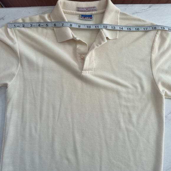 Vintage 80’s Levi’s polo medium ivory mens golf shirt long tail short sleeve - Picture 12 of 14
